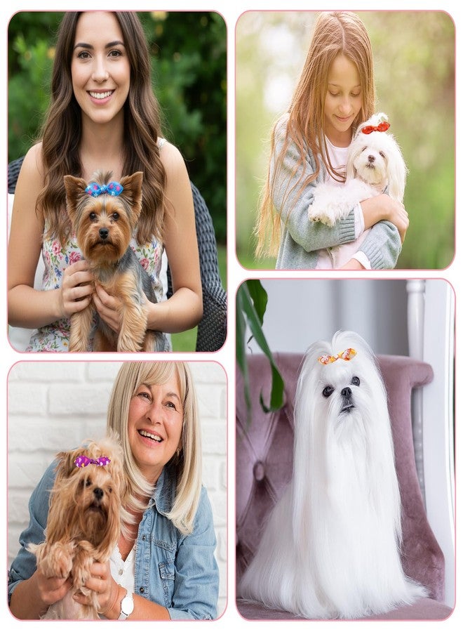 WJIAAA Dog Bows with Rubber Bands,Dog Hair Accessories Set, 100pcs Cute Puppy Dogs Small Bowknot Hair Bow Dogs Fur Bows - Image 3
